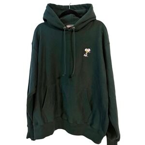 Champion Reverse Weave Peanuts Snoopy & Woodstock Embroidered Green Hoodie XL